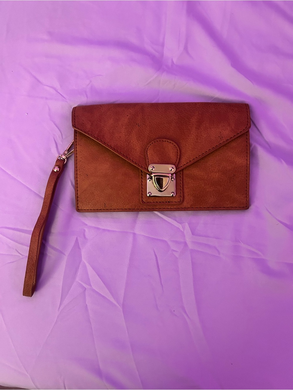 Sleek Brown Envelope Wristlet Clutch